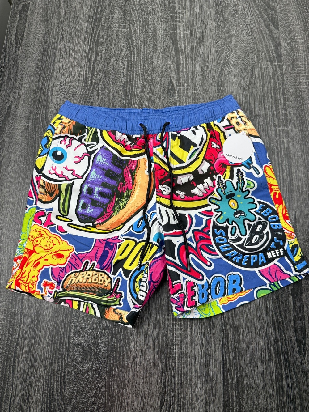 Neff Spongebob Squarepants Unlined Swim Trunks Board Shorts Men's Size Small NWT